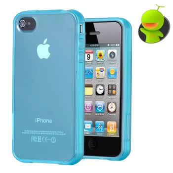 哈密瓜（hamimelon） HM0096　iphone4保护套 清水套 德国TPU不变形防滑边框 海蓝色 我HOLD不住了