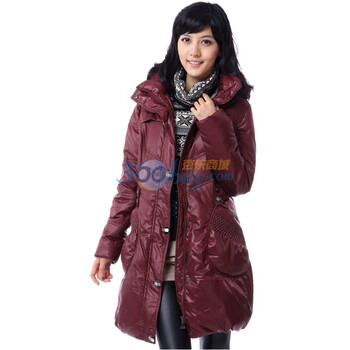 雅鹿 女士 特别工艺口袋中长款羽绒服 ^@^LD25110 胭脂红 XXL
