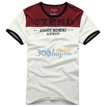 零号男 2012春季新品 撞色字母系列短袖潮T恤 BFB0302 红色 XXL