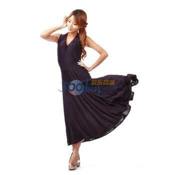 YAD 无袖长裙碎花 QZ1207 紫色 3XL