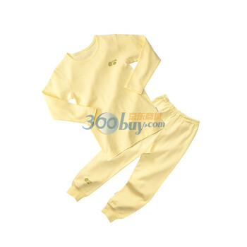 贝贝怡（bornbay） BB801 宝宝服 圆领套装 婴儿童装内衣 淡黄 130码