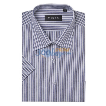 怡致VISZS 男士短袖全棉格子衬衫 FCP9015024S 蓝色 44/XXXL