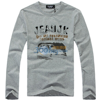 富柏Fubai 2012春夏新品 潮男韩版休闲字母长袖T恤 TX3003 灰色 XXL-185