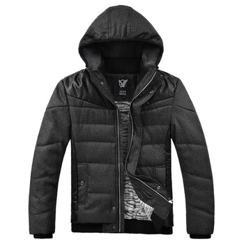 薪格仕品 外套 加绒毛呢连帽休闲棉衣 JD8873 黑色 XXL
