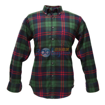 怡致VISZS 男式长袖休闲格子衬衫 HB110210 军绿色 XXXL
