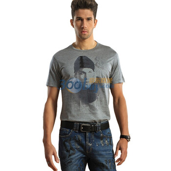 浪氏威尔lansiwear2012蓝色经典短袖新款男装品牌短袖T恤修身LSAKT00261 中花灰 54