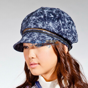 伊点饰品 ELENA DIVIES 热销 深蓝色扎染牛仔秋冬时装军帽　帽子　087100133 蓝色 57cm