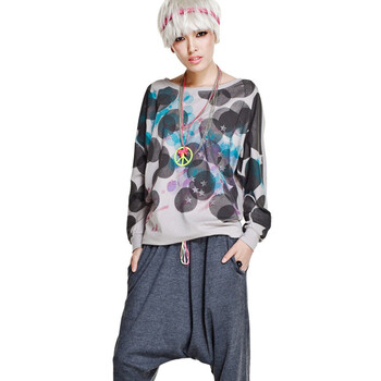 七格格【OTHERMIX】新款宽松秋装 女式长袖印花T恤12A30050 灰色 M