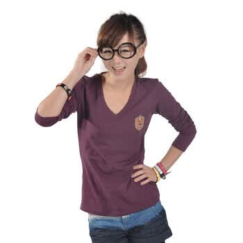 【PARGO佩戈】2011秋装新款 V领打底百搭长袖女T恤 5014 紫色 M