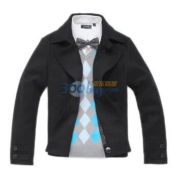 Justyle都市经典简约短摆双排扣呢子大衣47104018 黑色 XXL