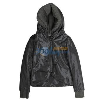圣迪奥sdeer女装光泽质感连帽棉服0482379 黑色 L