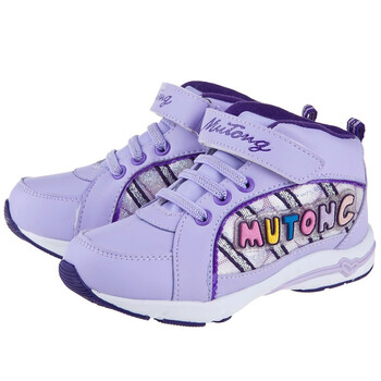 牧童 Mutong M1818 女童冬款新品运动鞋 跑步鞋 加棉紫色30