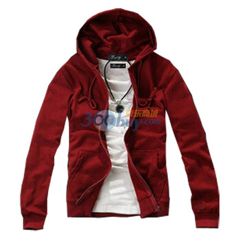 TUOYI正品2011春男学院风加厚复合双面绒连帽卫衣外套 M004红色XXL