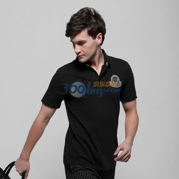 GXG 时尚黑色撞色POLO男士短袖T恤#02124180 黑色 XL