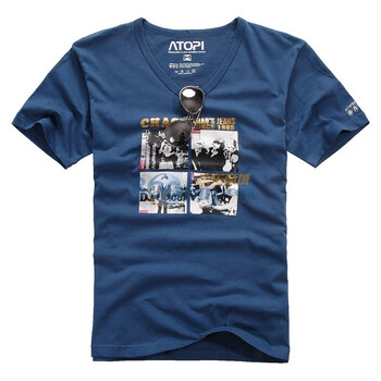 ATOPI男装2011夏款 潮流修身纯棉时尚休闲短袖T恤（11011） 宝蓝色 XL
