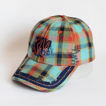 KENMONT凯蒙特 帽子 新品格子棒球帽 贴布绣工艺KM-0306 藏青色