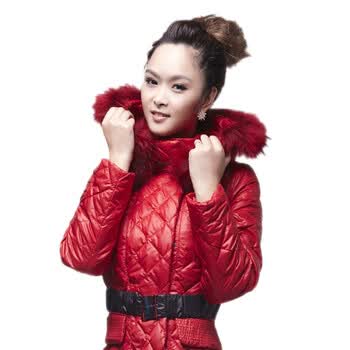 米兰朵 MERUNTO 新款显瘦随型 貉子毛领中长女款羽绒服90%充绒量 降价促销 011205 B68正红色 XL175