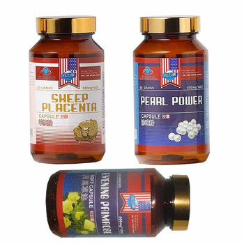 美容养颜组合 兆力康月见草油胶囊+兆力康羊胚胎胶囊+兆力康珍珠粉胶囊