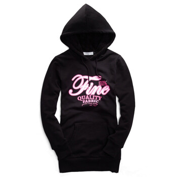 Giordano佐丹奴 外套 女热血青年印花CVC长版卫衣 01391504 黑色 XL