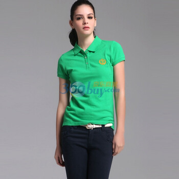 敦印Doin 2012新款 纯棉翻领学院风刺绣多色女款POLO衫 T30010 草绿 XL