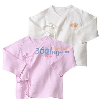 贝贝怡（bornbay） 2J305 宝宝服 新生儿开衫绑带上衣 婴儿童装内衣2件组合装 淡粉和米白 66码