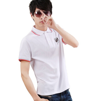 诠渡良品trenduality 运动休闲9号胸标男装t恤纯棉网眼POLO衫TD258 白色 XXL