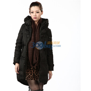 2011新款 冰洁羽绒服 女式休闲中长款 BG11140 黑色 185/104A(XXXL)