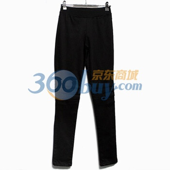 时尚起义 冬装韩国进口简单膝盖褶皱打底裤 女564152 黑色 L