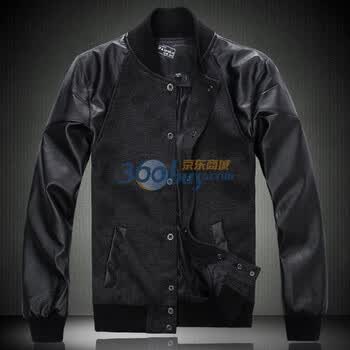 好衣府精品男装春装 毛呢料立领夹克衫外套zd1128805 黑色 XXXL