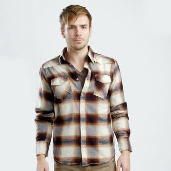 WE 2012春夏新品 男装时尚休闲渐变格纹衬衫 041181033 Wine XL