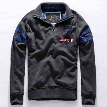 七匹狼SWJEANS秋装休闲半开襟长袖卫衣171120601054 浅灰色 L