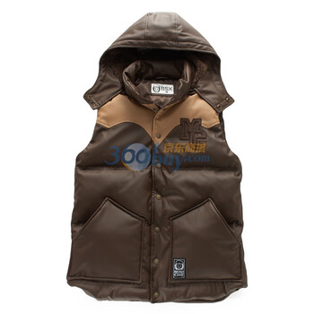 Giordano佐丹奴BSX <em>羽绒马甲</em> <em>男</em>仿皮撞色连帽