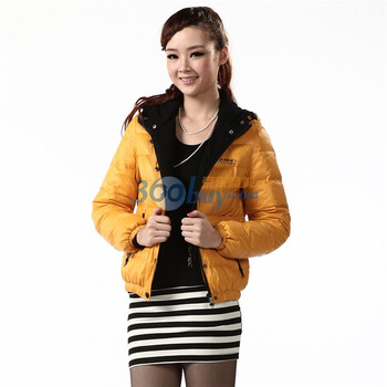 2011年新款 冰洁羽绒服 女式双帽时尚茄克 BG11106 黄色 185/104A(XXXL)