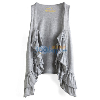 Giordano佐丹奴 马甲/坎肩 女清新荷叶边针织小马甲 01371405 灰色 M