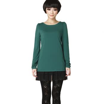 蒂蒂卡娜/TT.COLOR 2012春季新款女装 蕾丝裙摆连衣裙 S122 墨绿 L