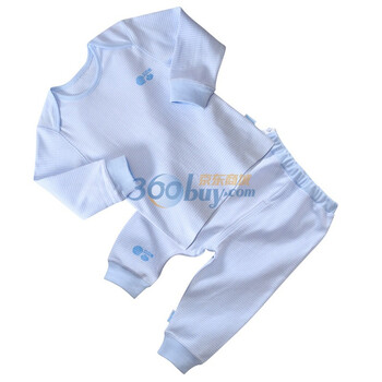 贝贝怡（bornbay）BB313-511 宝宝服 活动肩上衣两用档裤子 婴儿童装内衣套装 淡蓝 100码