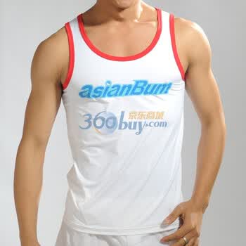 Asianbu春夏新品时尚印花男士修身窄肩冰丝背心 U5897A 白色 XXL