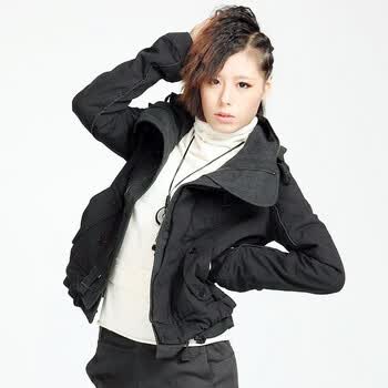 伊思君凯ESBACK 立领带帽短棉袄 1500230SMW523 黑色 L