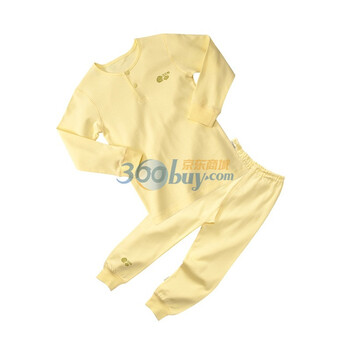 贝贝怡（bornbay） BB804 宝宝服 前开襟罗纹套装 婴儿童装内衣 淡黄 130码
