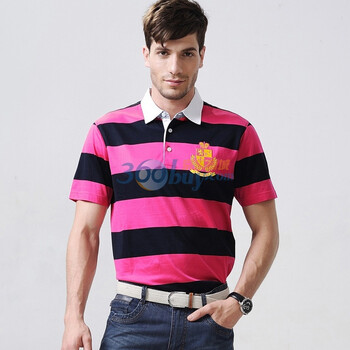 浪氏威尔lansiwear2012新款潮流 T恤 条纹 polo衫 短袖 男T恤LSAJT13072 红色 54