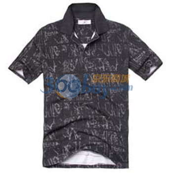 稻草人 休闲翻领水洗纯棉POLO短袖T恤DT117308 黑色 54/XXL