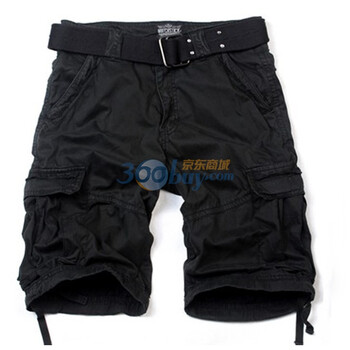 麻吉MATCH 男士大码多色多口袋工装短裤 S3501D 黑色 6XL