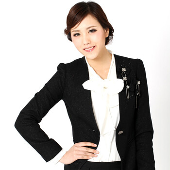 拉斯范思LasVas 2012春装女装黑色修身毛呢西服外套V12A09002 黑色 XL