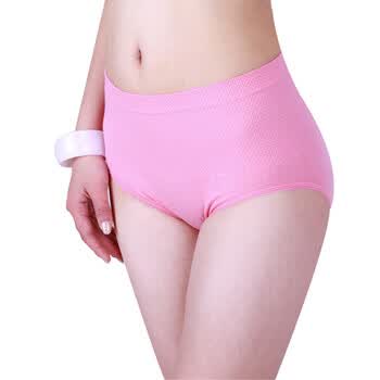 北极绒高弹力无缝提臀收腹女士高腰内裤B5003 粉红 均码