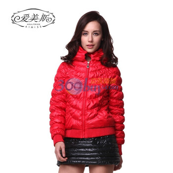 爱美斯正品清仓堆堆领新女短款简洁修身纯色羽绒服A115132 红色 (XXL)175/96A