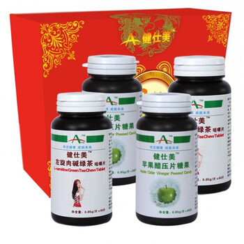 精装礼盒】ANB健仕美 苗条淑女精装礼盒 送礼佳选 左旋肉碱绿茶 苹果醋 4瓶装