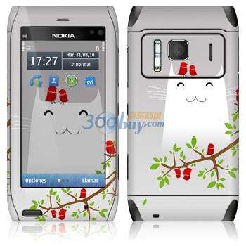 ideaSkin 诺基亚 N8 皮肤 白色小猫与麻雀 外壳保护套皮贴膜 ENCJNA810518