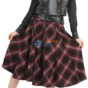 韩都衣舍 韩国格子裙春季新品韩版女时尚格子裙LO1057L01 红色 XL