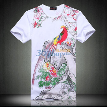 好衣服男装 圆领纯棉潮流印花夏季短袖T恤衫2C803 白色 XXL