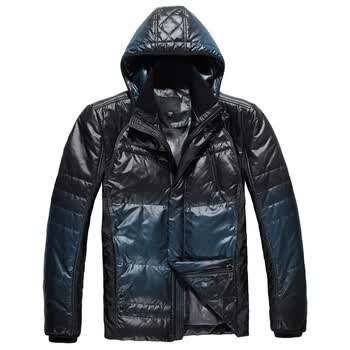 公子一派正品2011冬装新款连帽渐变衣服男士灰鸭绒羽绒服YR-56004 黑色 XXL